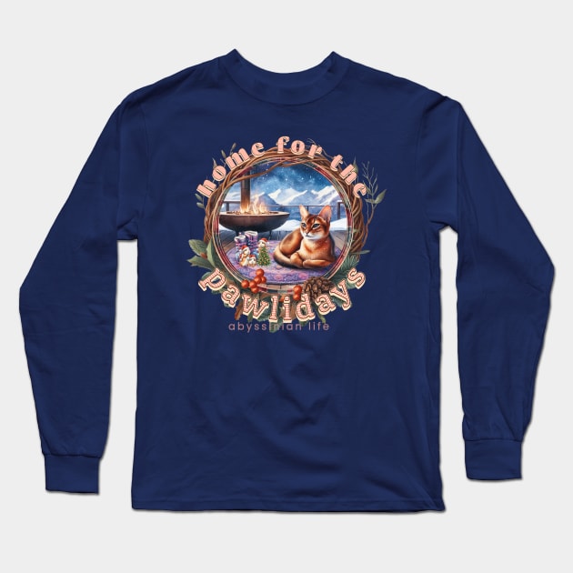 Home For The Holidays Aspen Abyssinian Life 25A Long Sleeve T-Shirt by catsloveart